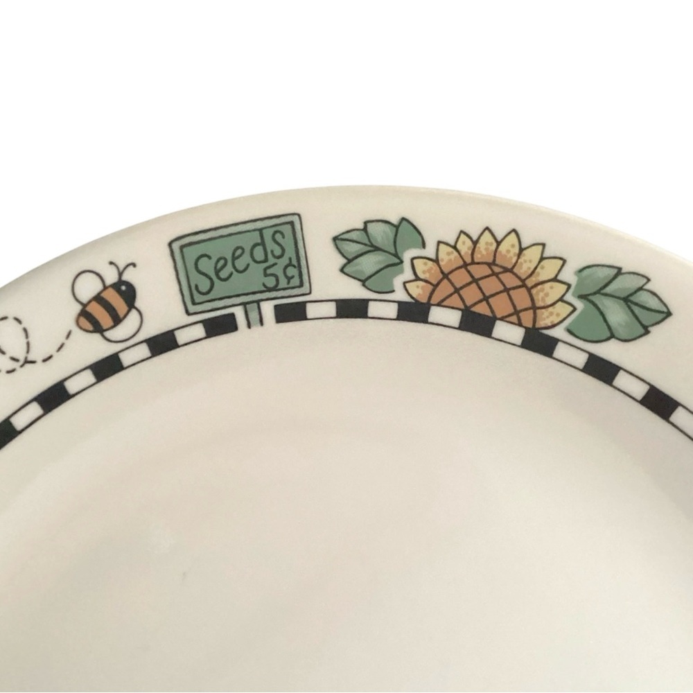 Corelle Corning Sun Blossums Bumble Bees Sunflower Dinner Plates USA Set Of 2 - Picture 2 of 5